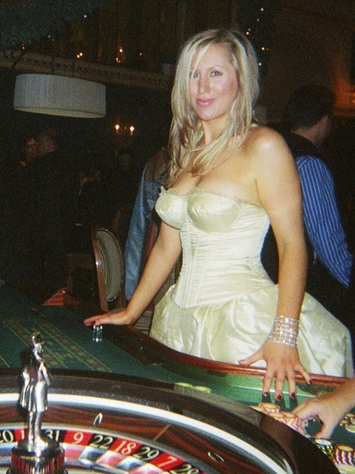 Sexy blonde author at a London casino