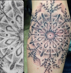 1337tattoos:  Mandala dotwork tattoo done by Joe King at Off The Map in Easthampton, MA.  submitted by http://grim—reefer.tumblr.com 