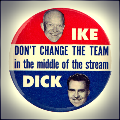 retrocampaigns:
“Button promoting President Dwight Eisenhower and Vice President Richard Nixon in the 1956 election.
”