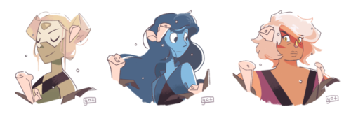 vellumed:  continuation to the question: what if the gems tried new hairstyles? my fav is definitely the space buns on peridot! 