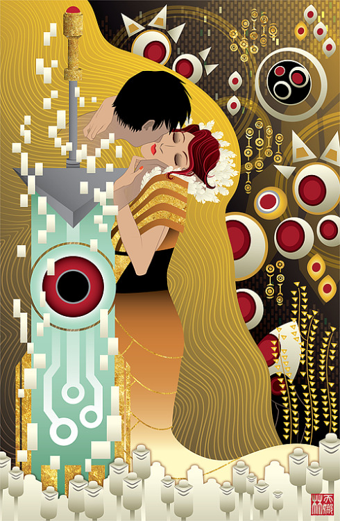 stella-rogers:turnonred:Finally finished my “The Kiss”-inspired Transistor piece! I included some de