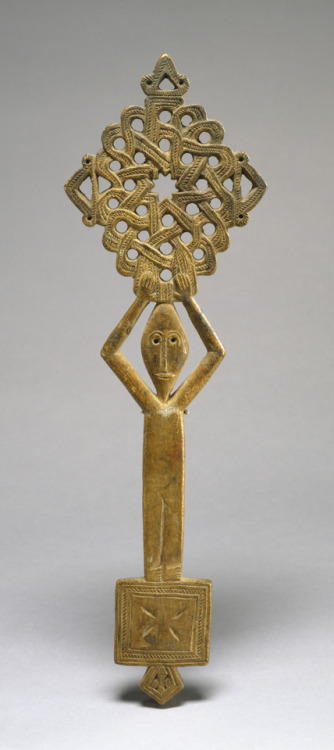 Ethiopian hand figure with cross (carved wood).  Artist unknown; 18th century.  Now in the