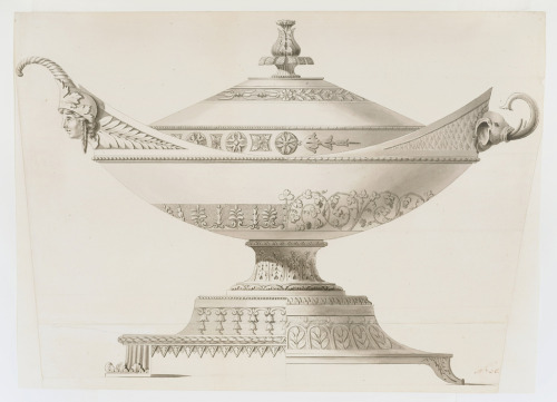 Johann Alois Seethaler, Covered Tureen, 1825-35. Drawing. Ink and graphite. Germany. Via Cooper Hewi