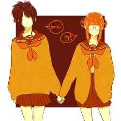 penginius:  Kagura&Tae in orange for