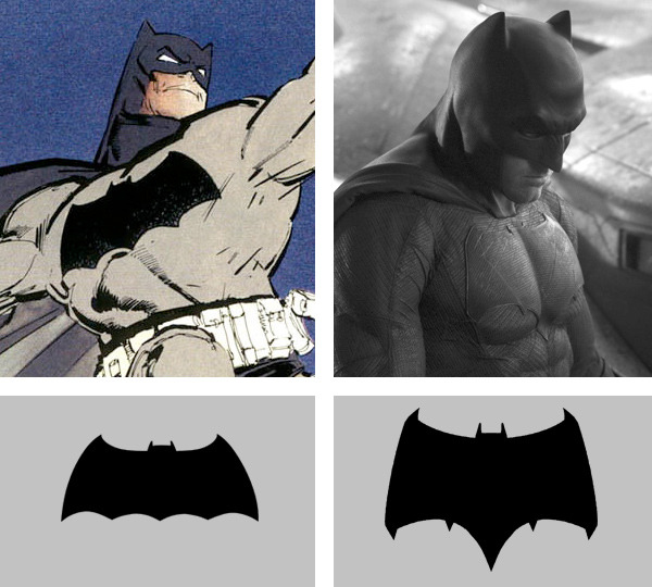 deantrippe:  I made this comparison of the Batfleck and DKR bat-symbols, drawing