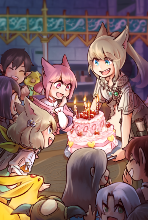 cheppo: happy nameday to…everyone!  ❤ i drew this for @ffxivzine, A Realm Redrawn. 