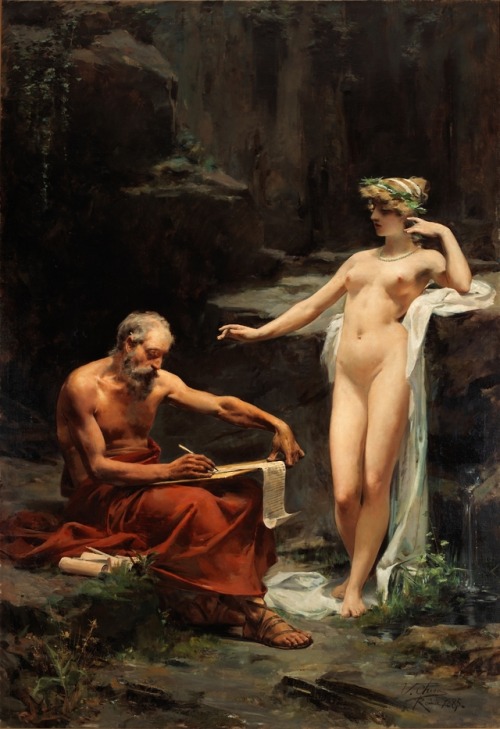 hildegardavon:Ulpiano Checa Sanz, 1860-1916 The Nymph Egeria dictating to Numa the laws of Rome, 188