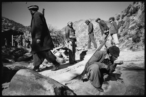 1978. Soviet-Afghan War.1. Mujahedeen rebels. On the right: Ahmad Shah Massoud. Pakistan. Peshawar.2