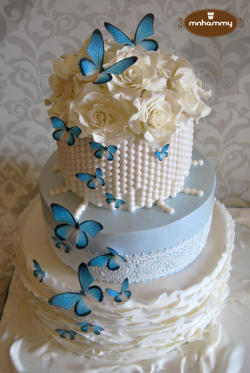 cakedecoratingtopcakes:  Roses and Butterflies