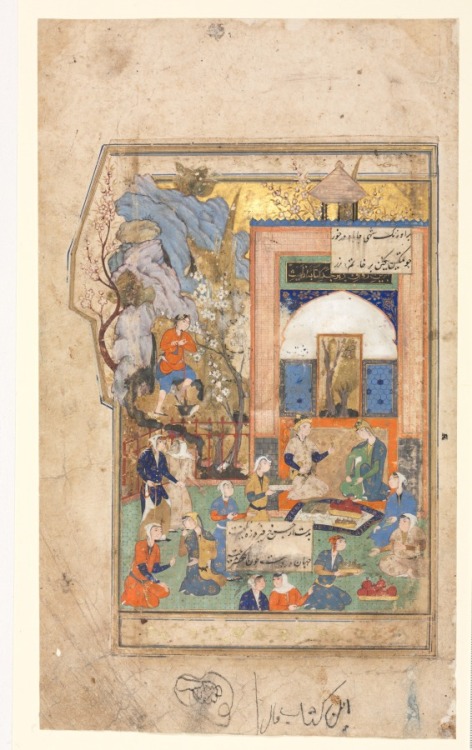 cma-islamic-art: Yusuf and Zulaykha (Recto); Text Page, Persian Verses (Verso), c. 1556-65, Clevelan