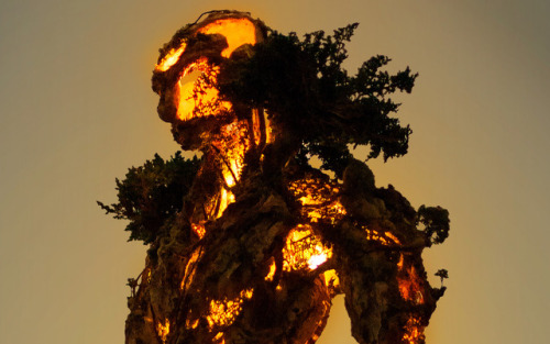 Giant 7 Foot Tall Sculpture That Looks Like GrootArtist Garret Kane combines elements of nature with