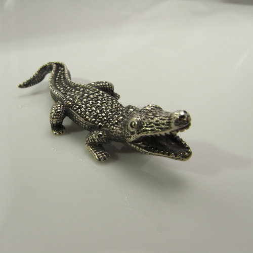 Alligator Jewelry Crocodile Vintage Silver Brooch Vintage Marcasite Brooch Art Deco Brooch Art Deco 