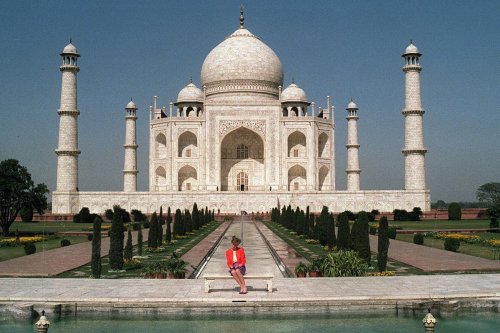 Princess Diana visits the Taj Mahal alone, while on a state visit to India with Prince Charles, 1992
