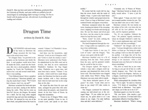 Dragon Time by David R. SilasArtist: Deborah SkiltonArgos Fantasy and Science Fiction, Winter 1988.