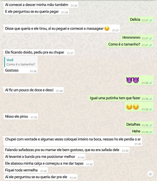 casalmathjo: Ela me contando como foi o chifre que ganhei ontem, amo essa mulher! O tesão não passou