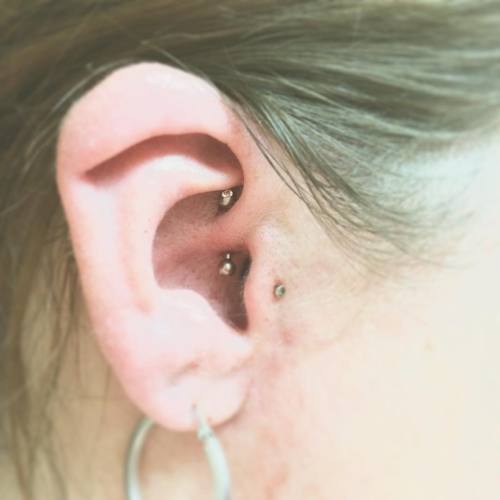 Fresh Daith piercing from today. These have become very popular lately as a treatment for migraines 
