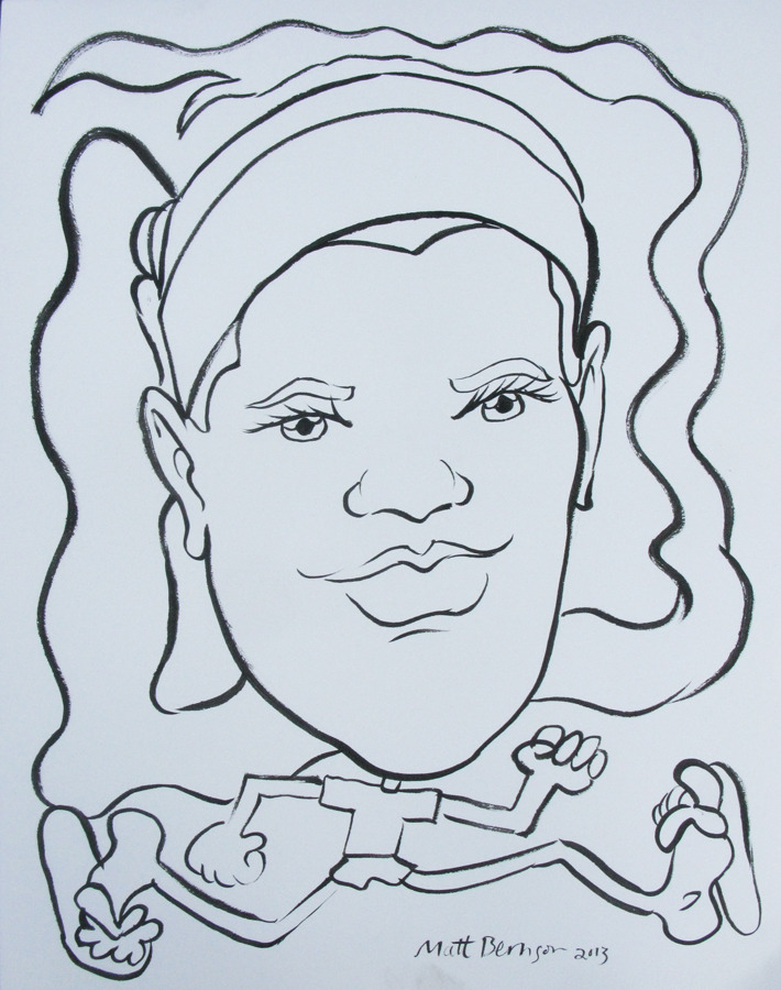 Caricature by Matt Bernson   Ink and woodless colored pencil on paper  11&quot;x14&quot;