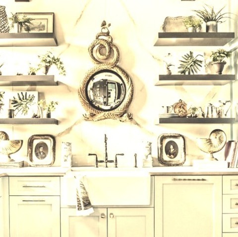 Dining In AtlantaExample Of A Mid-sized Eclectic U-shaped Medium Tone Wood Floor And Brown Floor Eat-in