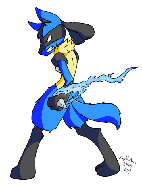 Another requested piece. This one is of a Lucario OC created by @cobalt-the-jackal. Lucario’s my favourite Pokemon, so drawing this was really fun. Hope you like it!