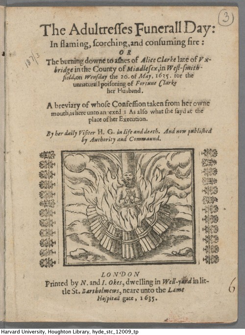 Goodcole, Henry, 1586-1641. The adultresses funerall day in flaming, scorching, and consuming fire, 