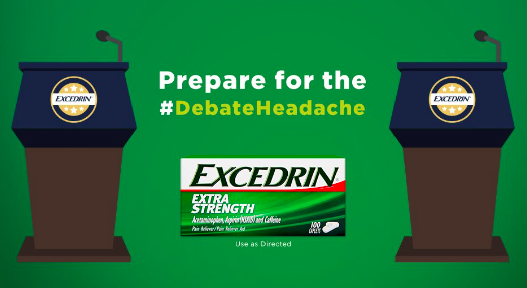 #SparkoftheWeek: Excedrin won the social media content debate with a well-placed, timely (and clever) promoted hashtag, #DebateHeadache.