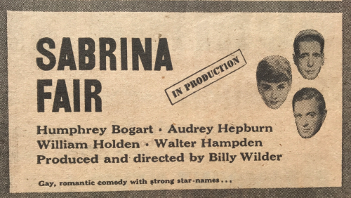 oldshowbiz: Billy Wilder’s Sabrina (Fair)