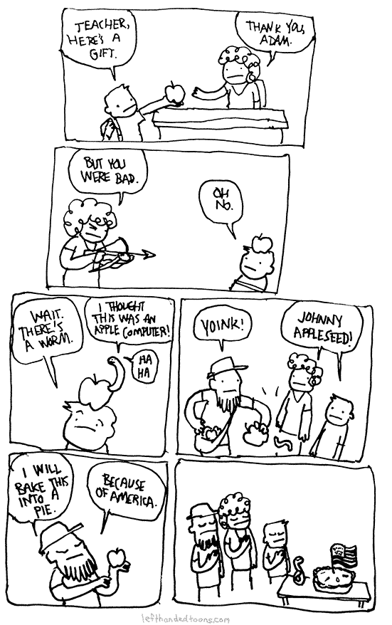 lefthandedtoons:  Adam’s Apple | Left-Handed Toons