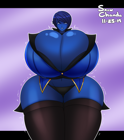  A commission for Couchpotato1234 of Sera enjoying her blueberrified figure. :3c 