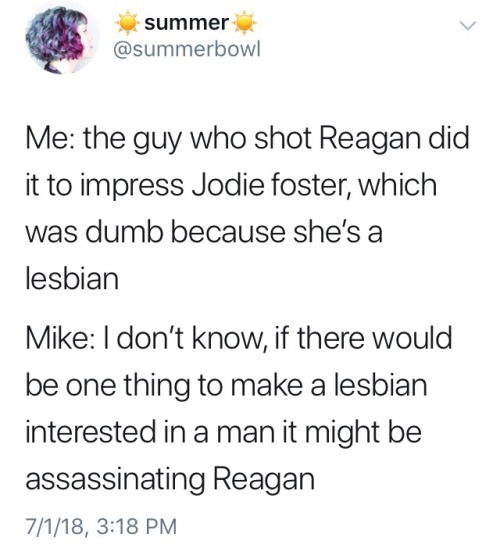 misatobestgirl: My most popular tweet is about assassinating Ronald Reagan.