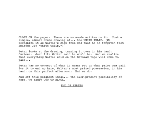 briannaefraser:  Fringe | An Enemy of Fate | Final scene (digital script)  yet it says he has no concept of what it means yet motherfucking fanfic fuel