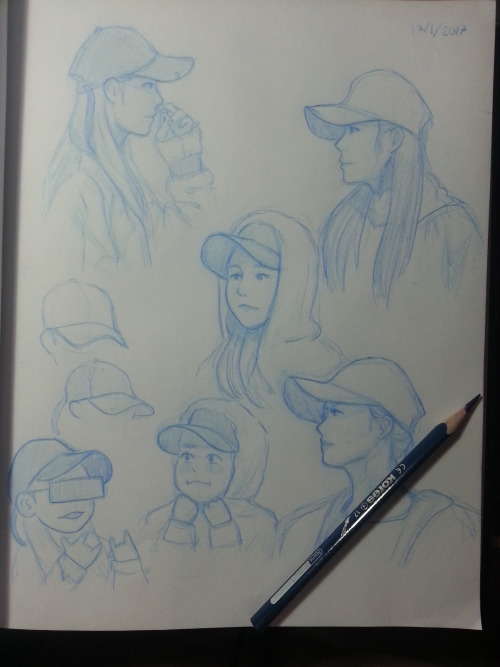 A bunch of sketches of mamamoo in caps because I’m really bad at drawing any hat so I wanted t