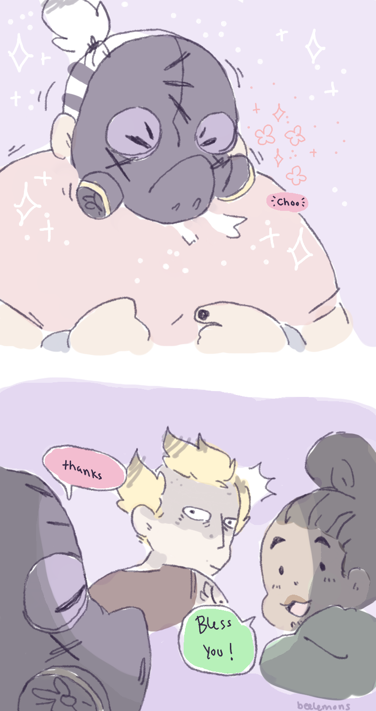 beelemons:  ok…hear me out…………..roadhog has tiny sneezes……think about