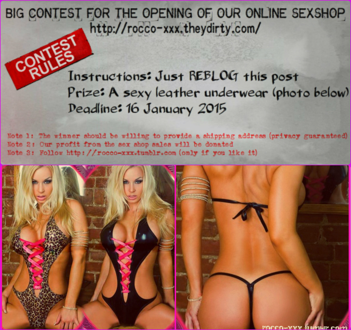 rocco-xxx:  We announce a 10-day contest for the opening of our store: http://rocco-xxx.theydirty.com/