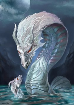 awesomedigitalart:  Water dragon - motherly love by Evolvana
