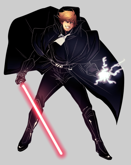 Sith Luke! His outfit is a mash up of his ROTJ and Dark Empire look.