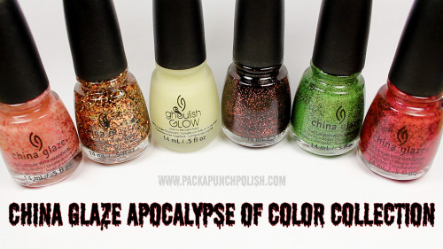 Blog Post: http://www.packapunchpolish.com/2014/12/china-glaze-apocalypse-of-color.html Live Swatche