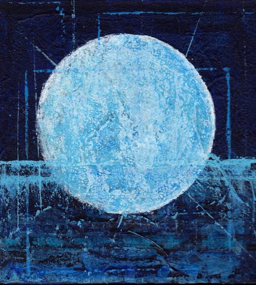 laurajwryan:  The Longest Night, 2012acrylic wash monotype, rice paper on canvas, 9 x 9 inches There