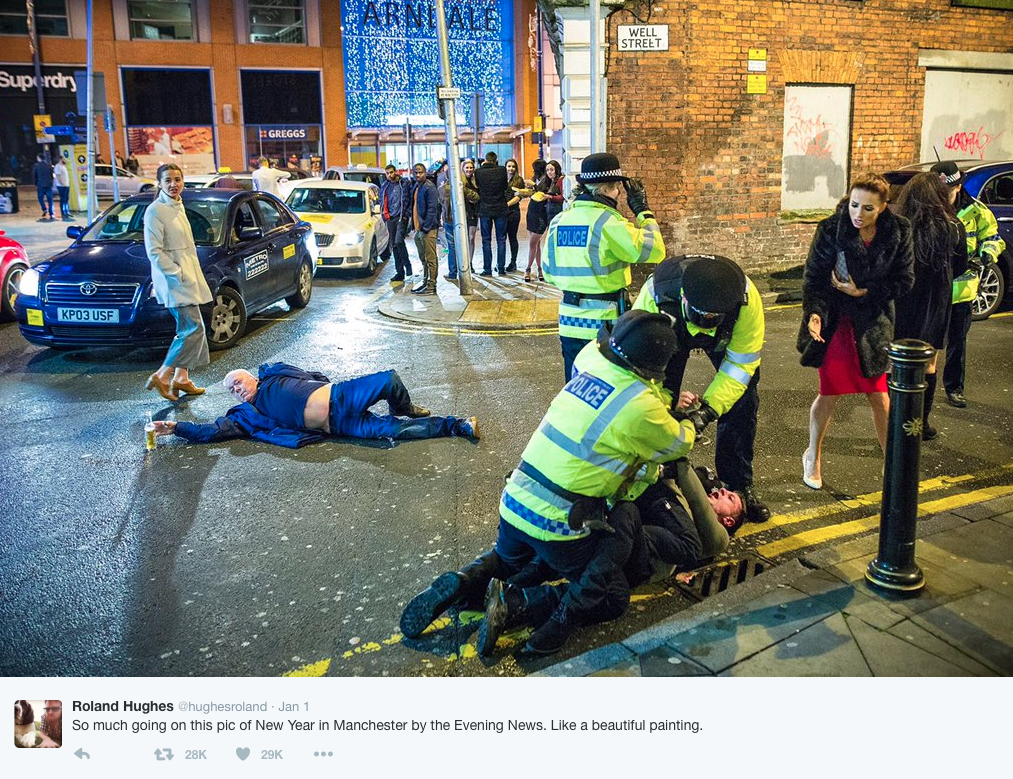 micdotcom:  This photo of drunk people in the UK on New Year’s Eve is actually