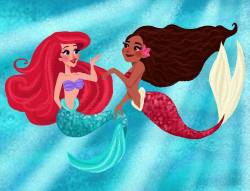 illustrationsbydil:Okay, Moana and Ariel