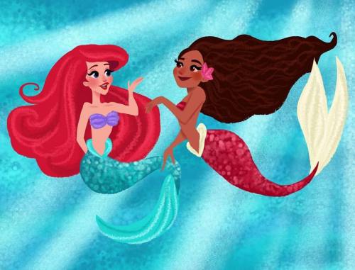 illustrationsbydil:Okay, Moana and Ariel would definitely be best mermaid buds! What do you guys think? 💕💕
