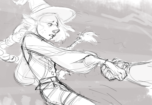 loadsamomo:see yall again in 2 weeks[ID: several grayscale drawings, starting with Taako, an elf wit