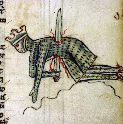 iksiovs:Suicide of Saul, Bible, England 13th century (Angers, Bibliothèque municipale, ms. 9,