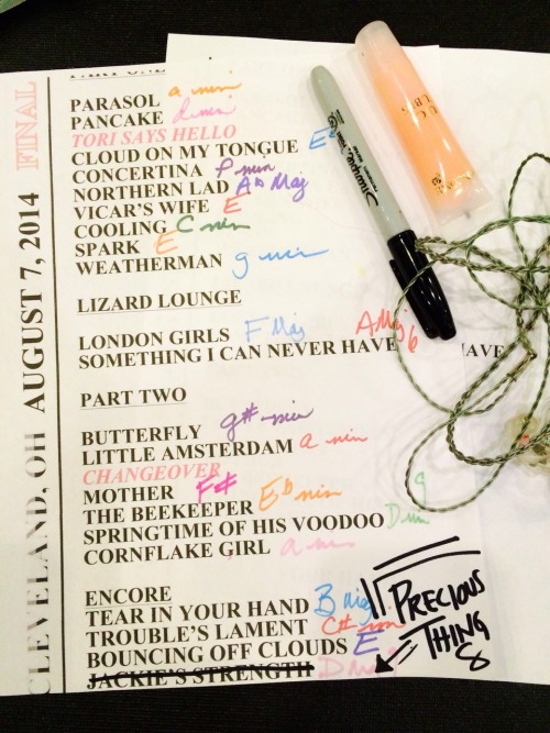 toriamos: Here’s the setlist for tonight’s show in Ohio! I need to hear SICNH right fucking now!!!