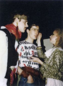 creaturesofcomfort:Dries Van Noten, Ann Demeulemeester and Walter Van Beirendonck getting ready for Adam Ant concert, ca. 1979.