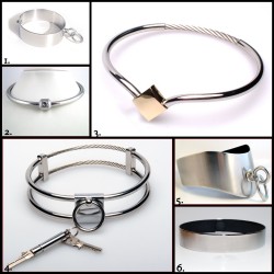 ginaginashow:  sparklegirl1987:  bedroombondage:  Which one of these stainless steel collars attracts you the most? Most of them have additional options like an O-ring, Swarovski crystal, different color locks, steel thickness, finish and so forth.. P.S.