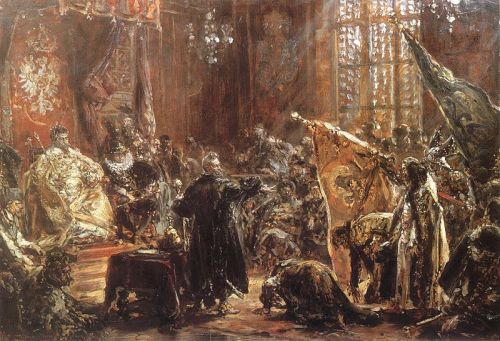 aceofsnakes:  Russian Tsar Vasili IV compelled to kneel before Polish King Sigismund III Vasa at Sej