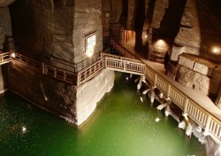 sixpenceee:The Wieliczka Salt Mine is located in Poland. The mine was built in the 13th century, produced table salt continuously until 2007, as one of the world’s oldest salt mines still in operation. The mine’s attractions include dozens of