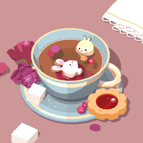 lemonswork:Rose Tea spa day &lt;3 After a long 3D modelling Hiatus~