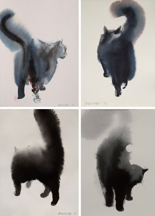 catastrophic-cuttlefish:Watercolour cats by Endre Penovac