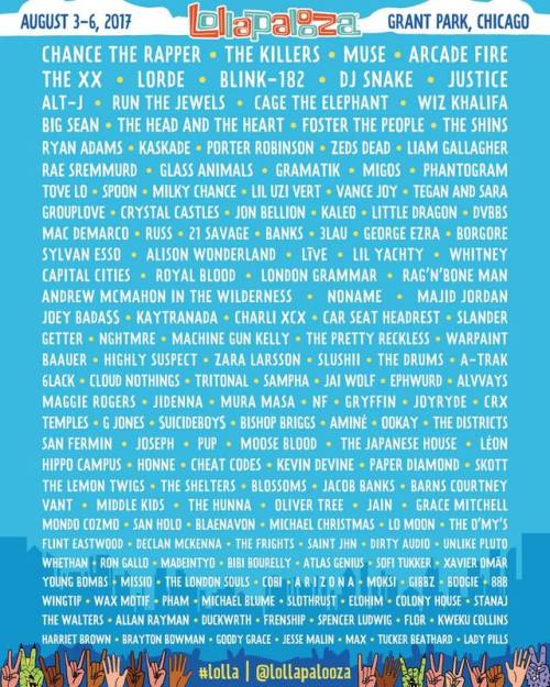 This summer’s shaping up to be a good one! Excited to be playing Lollapalooza on August 4th in